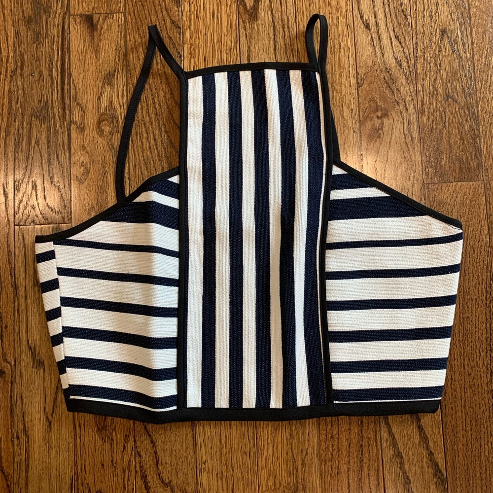 Navy and cream crop top
